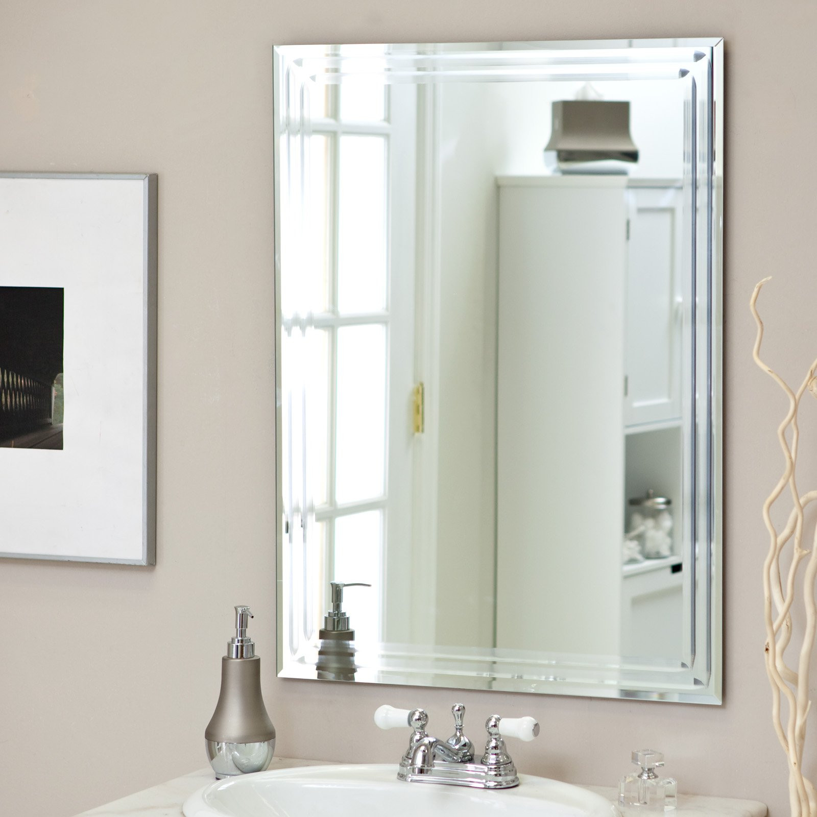 Frameless Bathroom Mirrors
 Decorating Outstanding Frameless Full Length Mirror Warm