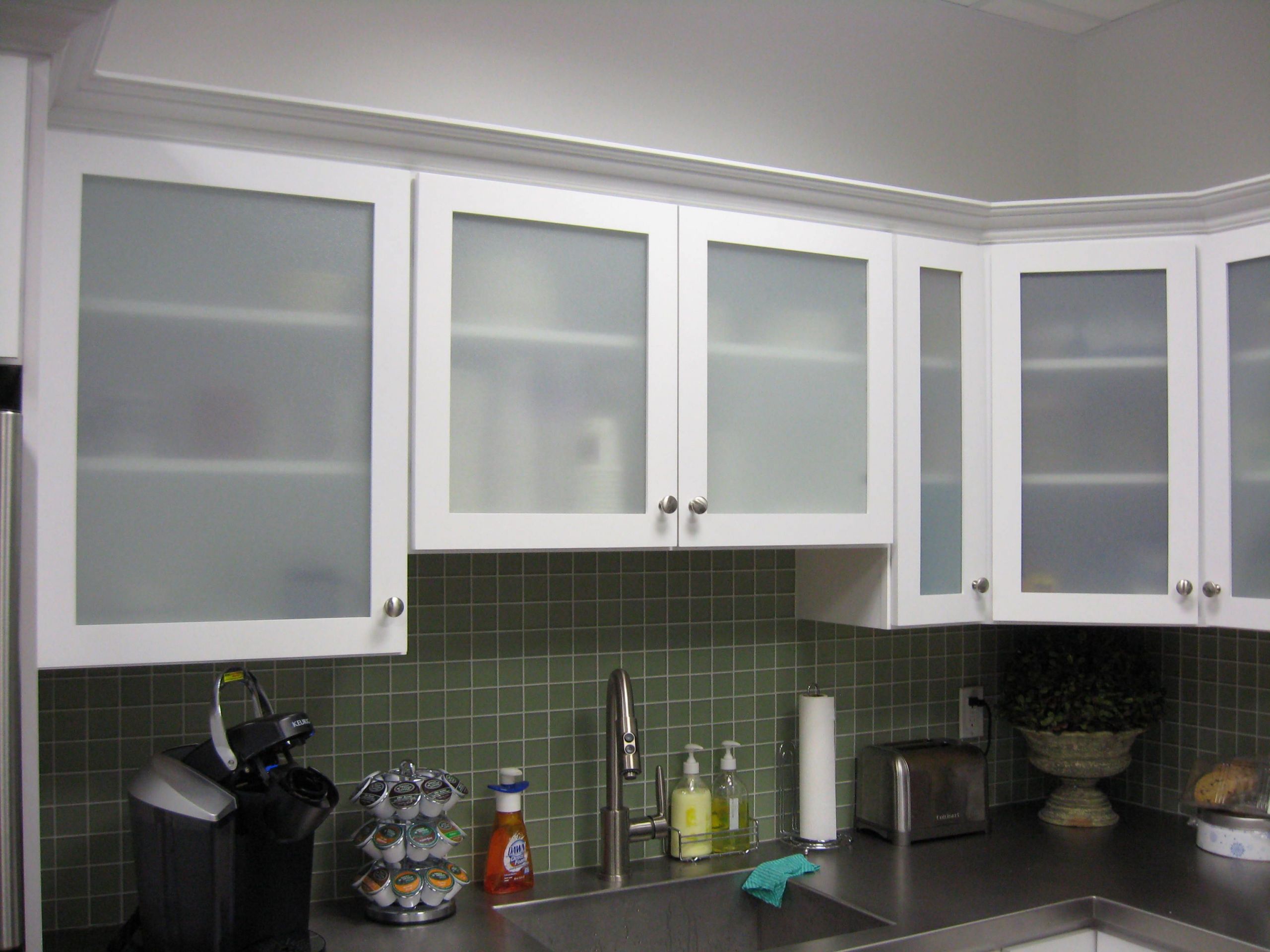 Frosted Glass Kitchen Cabinets
 White Kitchen Cabinets with Frosted Glass Doors