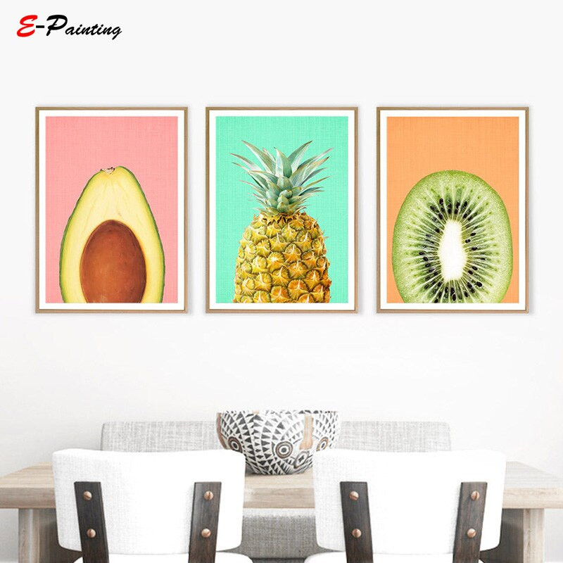 Fruit Wall Art Kitchen
 Modern Painting Canvas Pineapple Print Fruit Wall Art