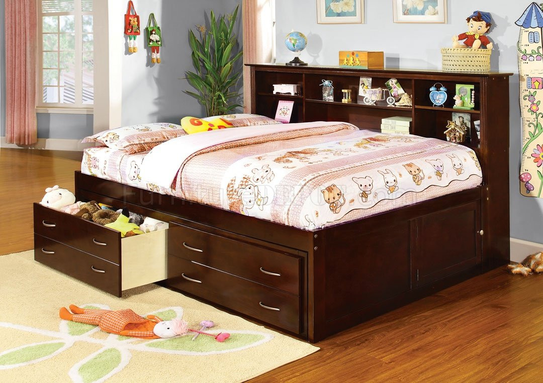 Full Size Storage Bedroom Sets
 CM7922 Hervey Captain Platform Bed in Cherry w Drawers