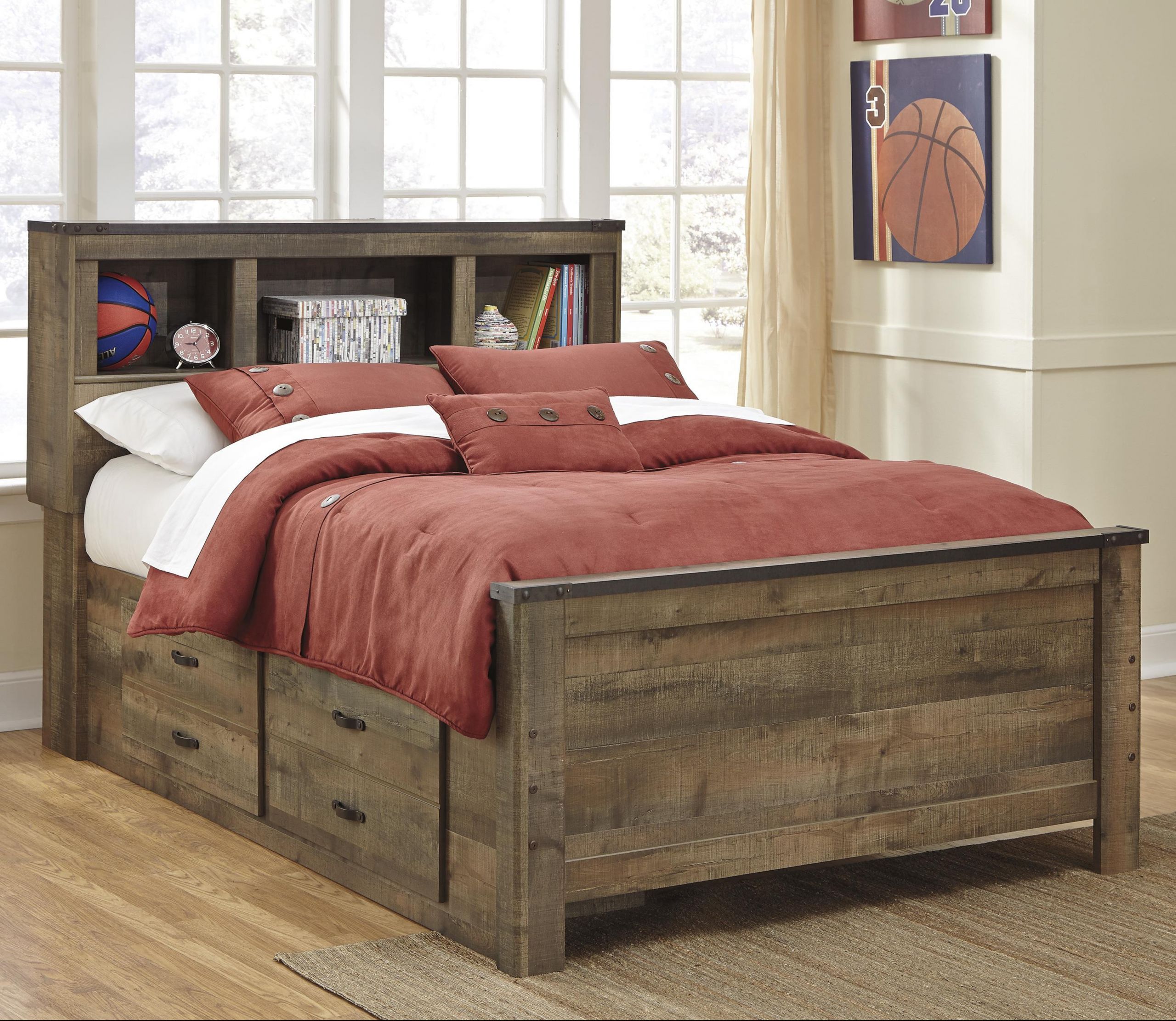 Full Size Storage Bedroom Sets
 Signature Design by Ashley Trinell Rustic Look Full