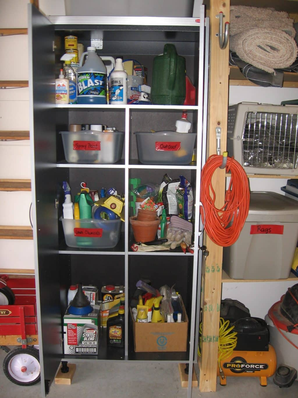 Garage Organizing Cabinets
 Garage Using a Locked Storage Cabinet to Organize