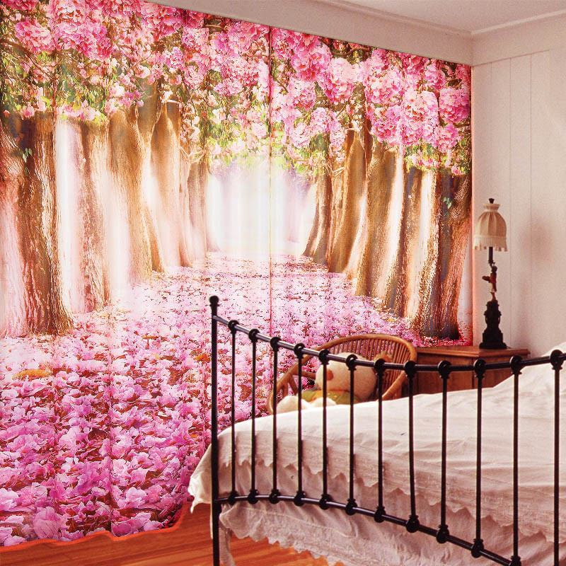 Girls Bedroom Curtains
 Beautiful Pink Fancy Flower Curtains for Girls Bedroom