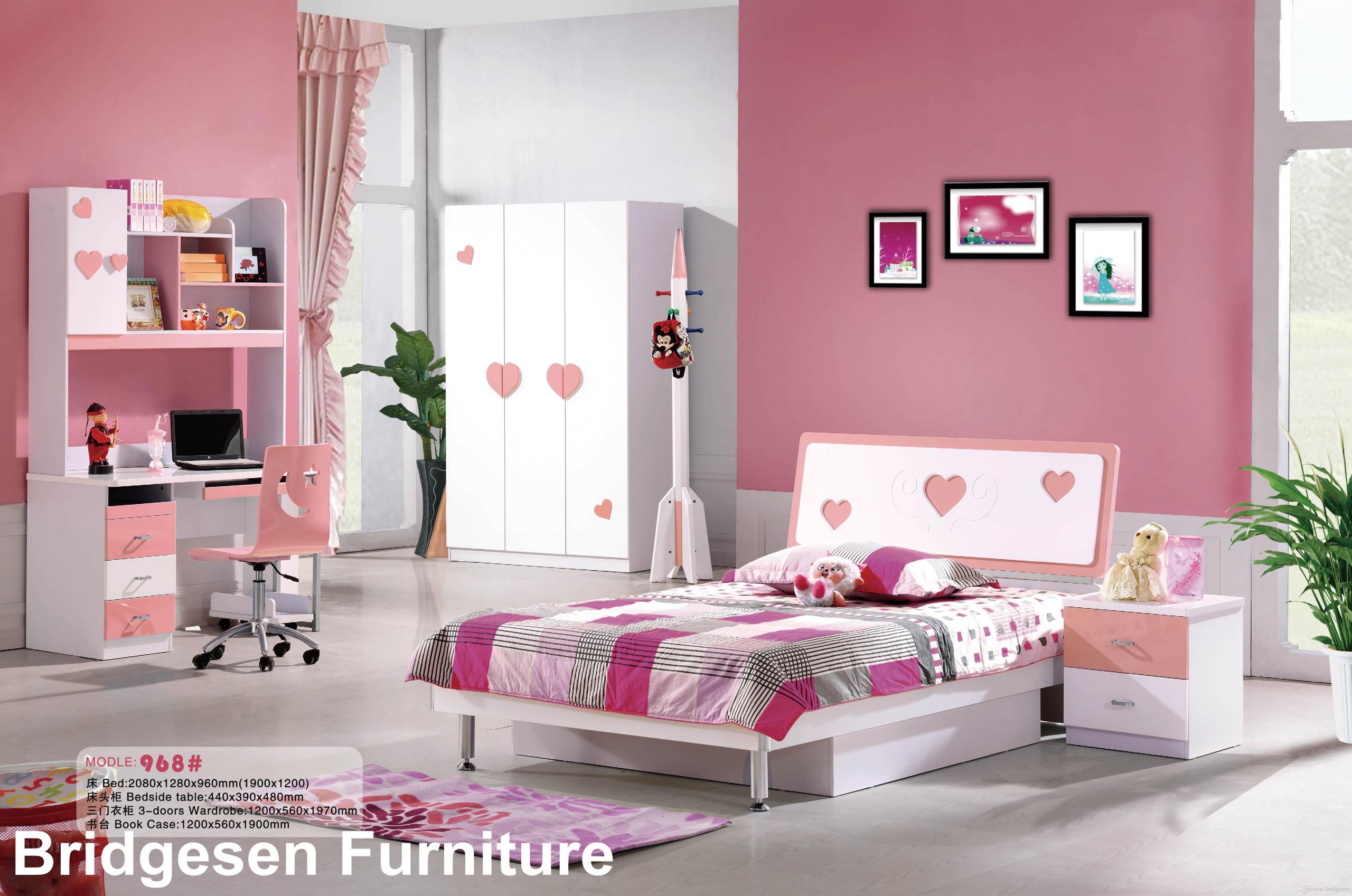 Girls Bedroom Furnature
 2019 MDF Teenage Girl Kids Bedroom Furniture Set With 2