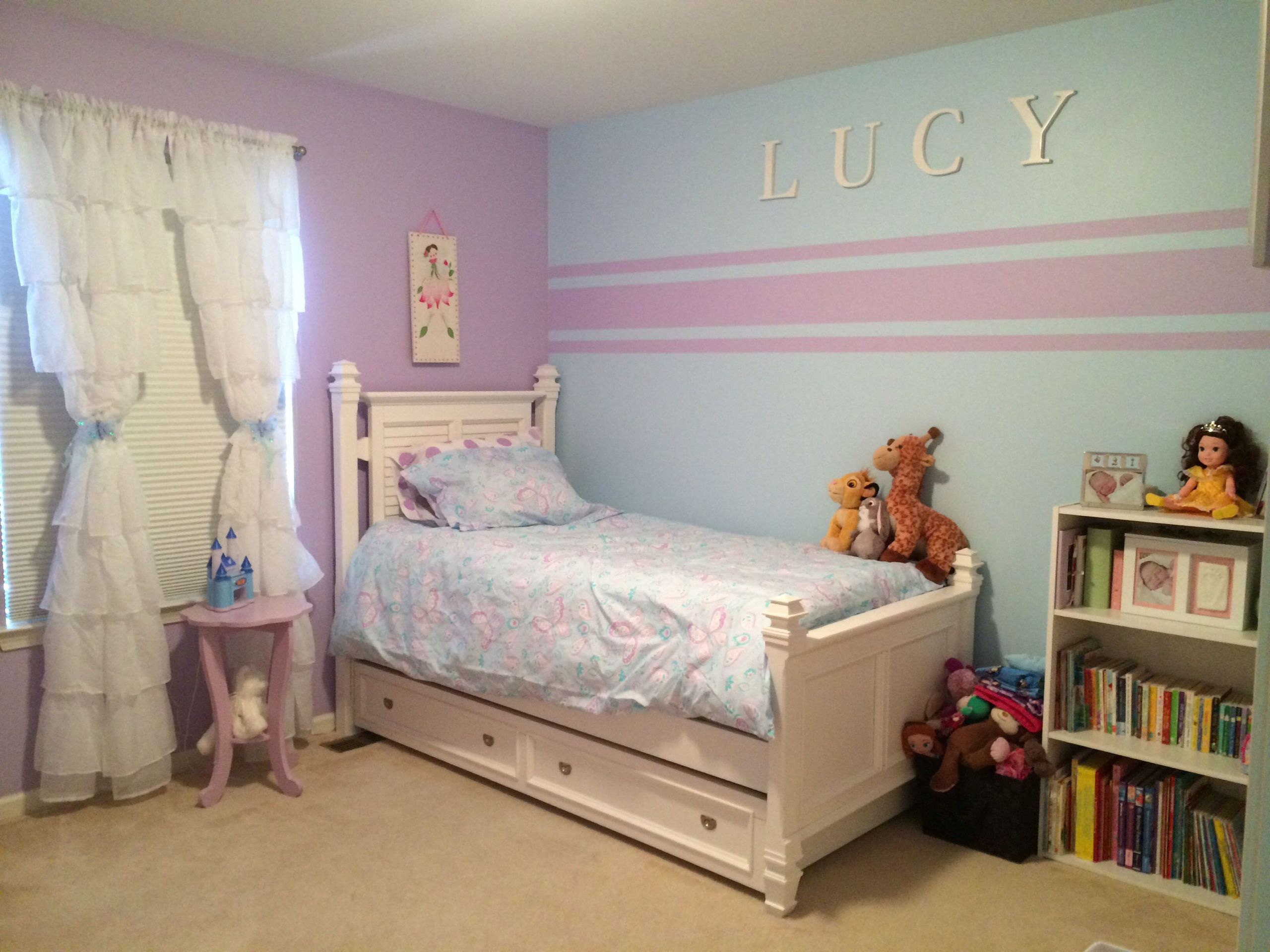 Girls Bedroom Painting Ideas
 Accent wall stripes for little girl room Kristin duvet