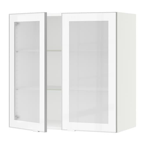Glass Fronted Kitchen Wall Cabinet
 SEKTION Wall cabinet with 2 glass doors white Jutis