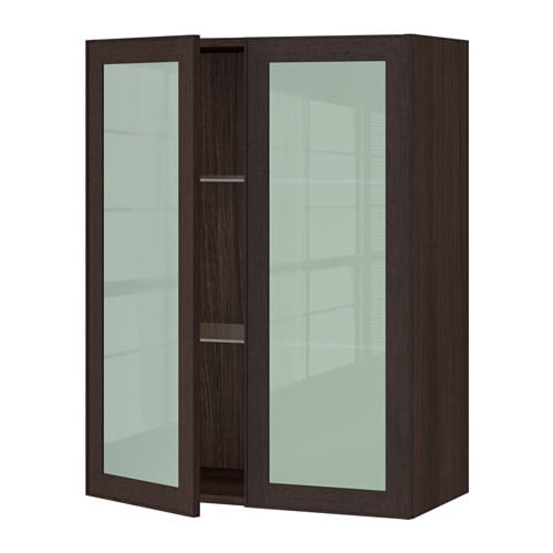 Glass Fronted Kitchen Wall Cabinet
 SEKTION Wall cabinet with 2 glass doors wood effect