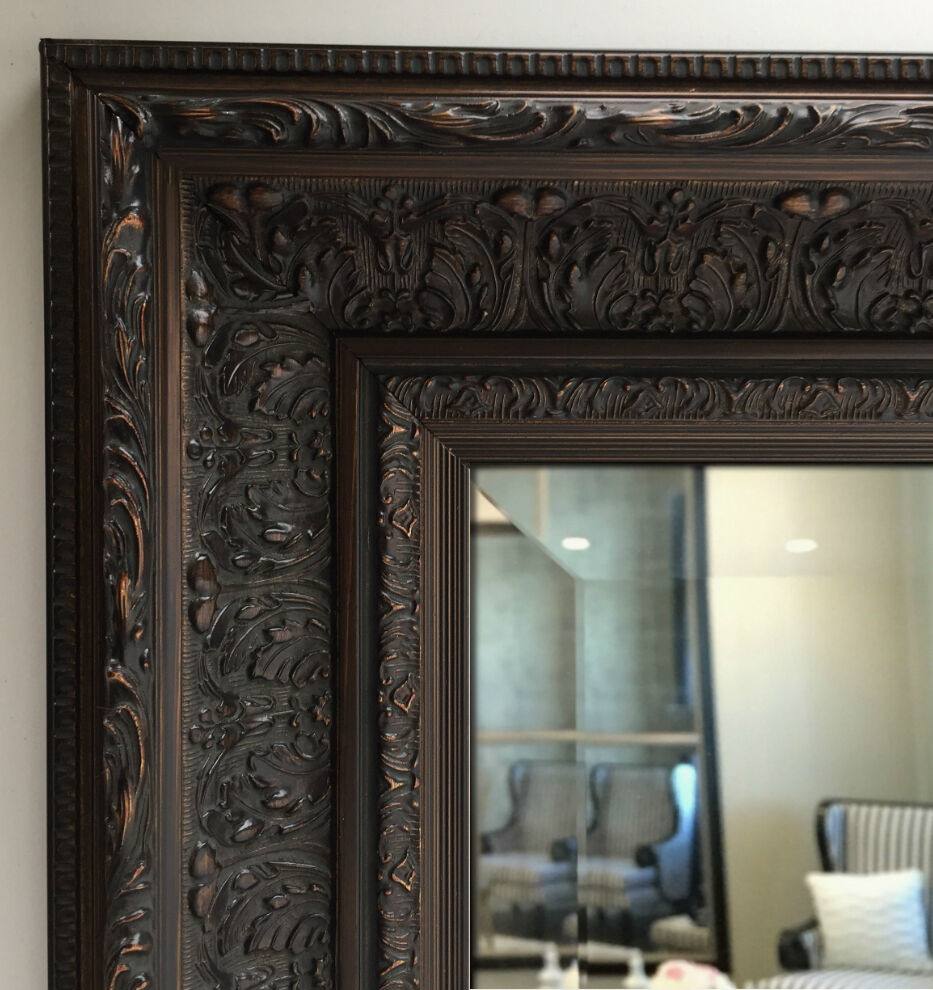 Gold Frame Bathroom Mirror
 West Frames Elegance Ornate Embossed Bronze Wood Framed