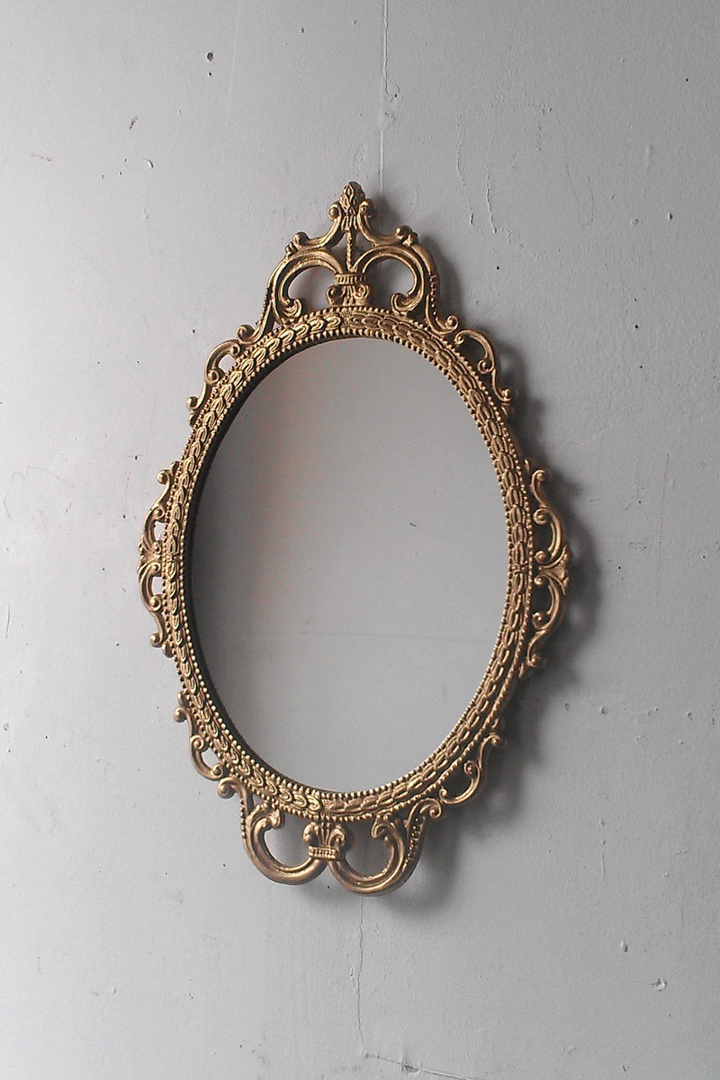 Gold Frame Bathroom Mirror
 Gold Mirror in Vintage Oval Frame Small Bathroom Wall