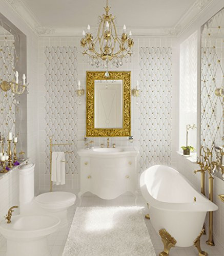 Gold Frame Bathroom Mirror
 Hamilton Hills Gold Antique Inlay Baroque Styled