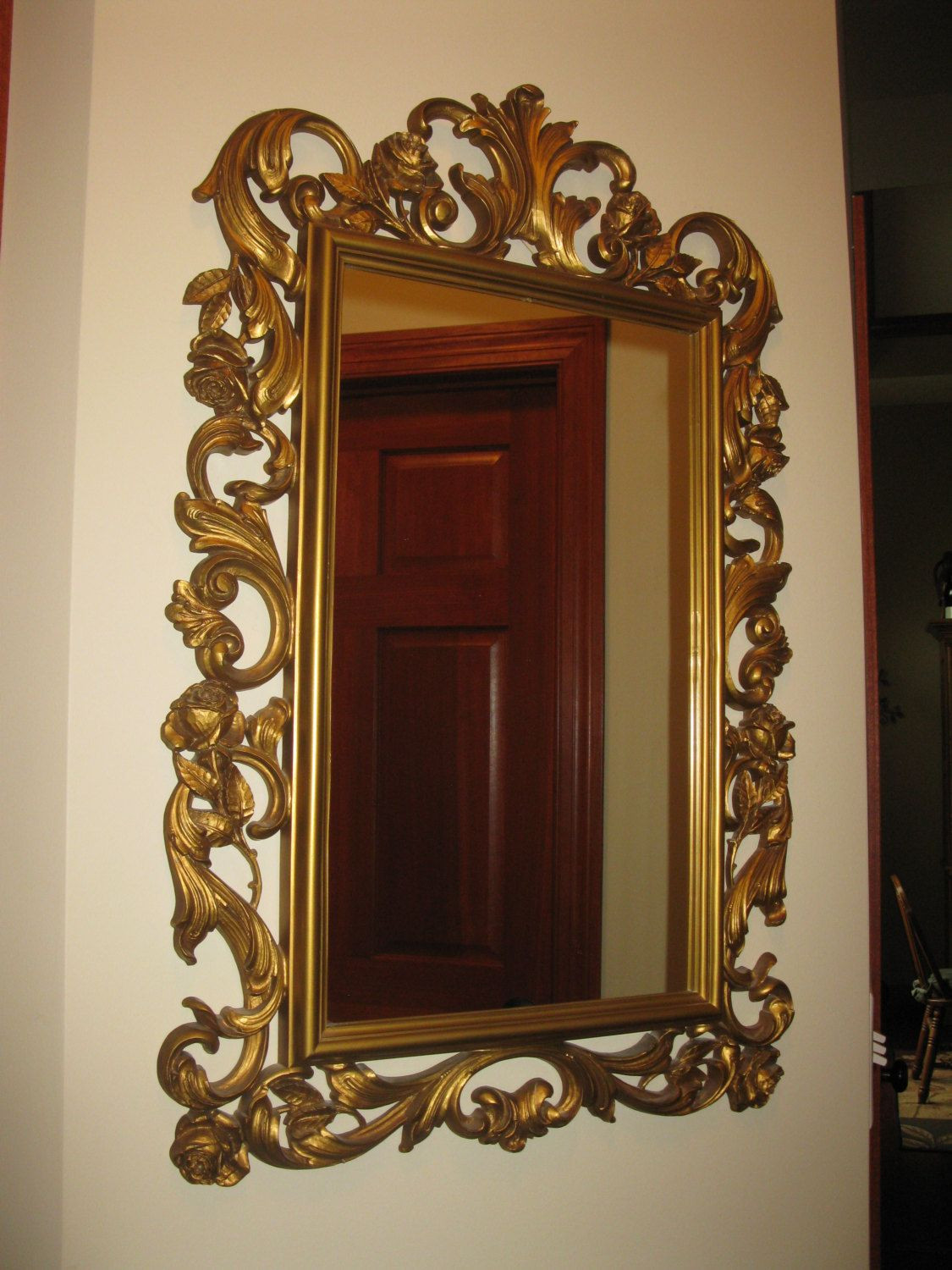 Gold Frame Bathroom Mirror
 ORNATE Homco wall mirror large gold Plastic resin