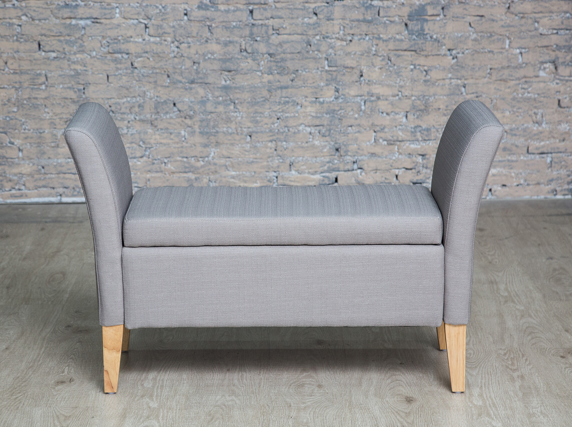 Gray Storage Bench
 Light Grey Upholstered Storage Bench with Arms Storage