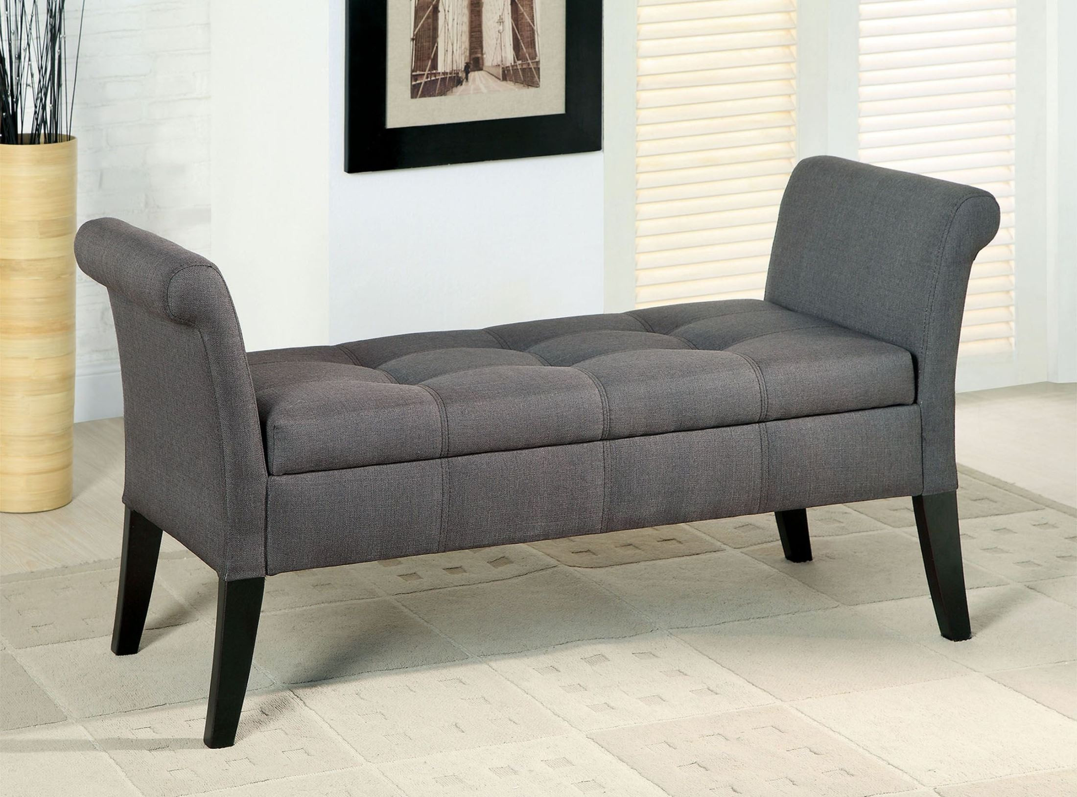 Gray Storage Bench New Doheny Gray Fabric Storage Bench From Furniture Of America