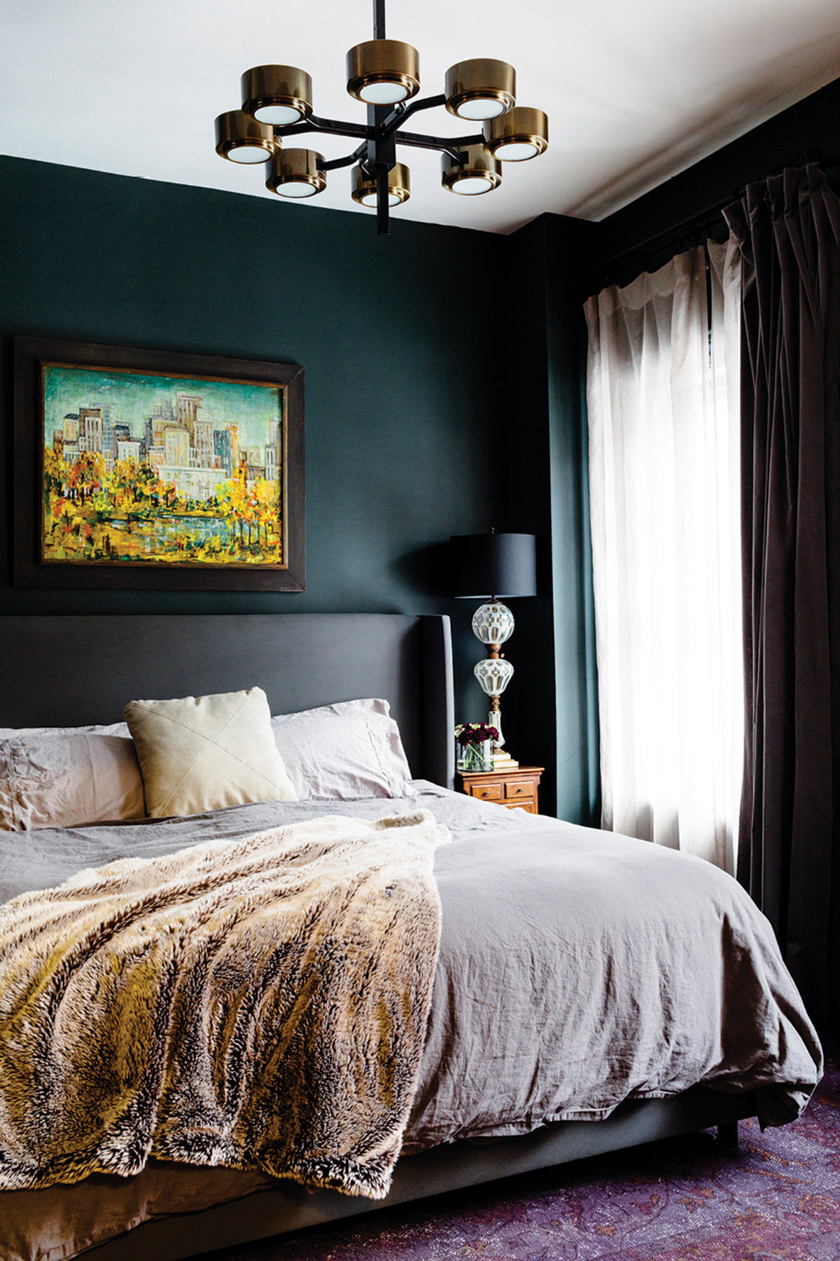 Green Bedroom Walls
 Bold Style and Smart Solutions in a South End Brownstone