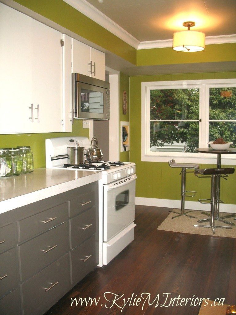 Green Kitchen Walls
 painted 1950 s kitchen cabinets amherst gray cloud white