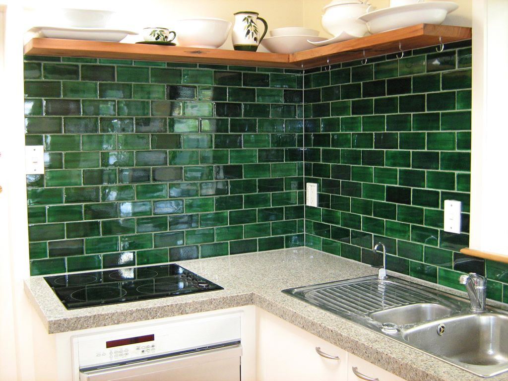 Green Subway Tile Kitchen
 Green tile in 2019