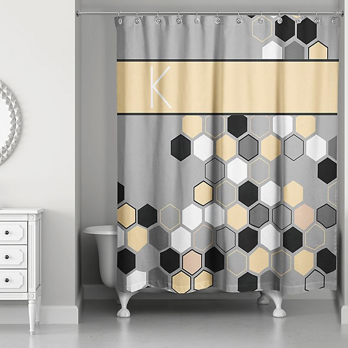 Grey Bathroom Shower Curtains
 Honey b Shower Curtain in Grey Yellow Black