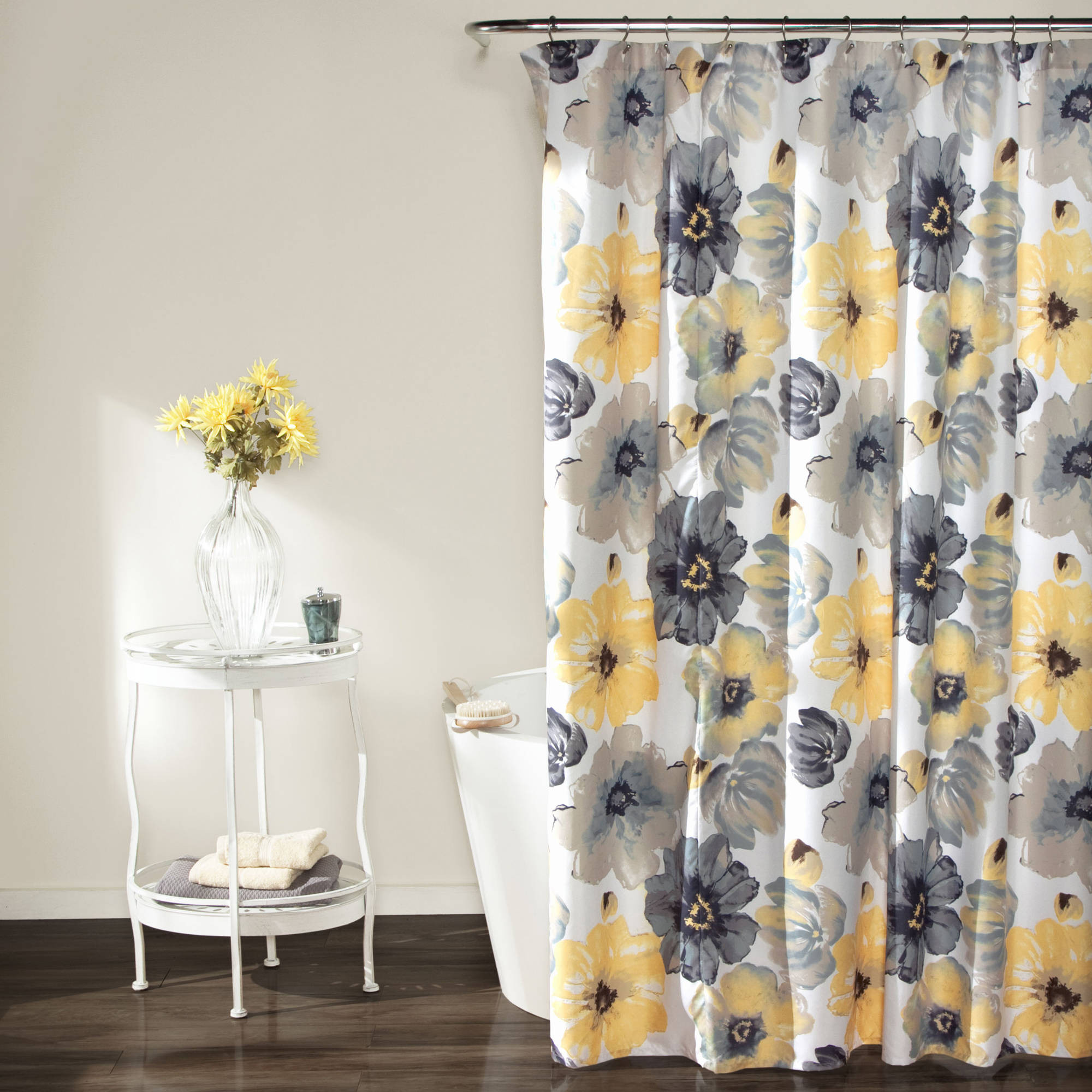 Grey Bathroom Shower Curtains
 Leah Shower Curtain Yellow Gray 72"x72" Walmart