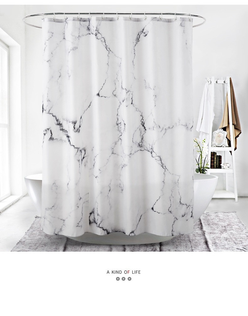 Grey Bathroom Shower Curtains
 Marble Printed 3D Shower Curtain Waterproof Polyester Bath