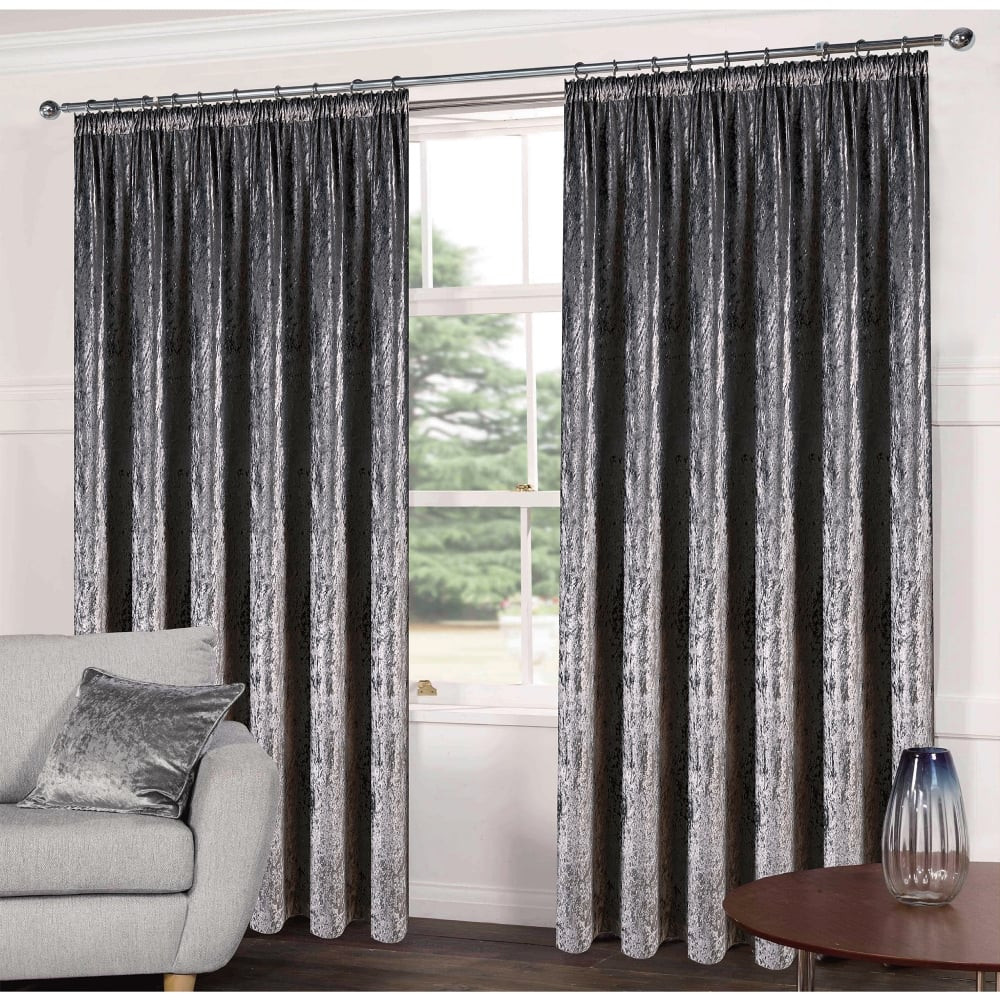 Grey Living Room Curtains
 Crushed Velveteen Ready Made Curtains Grey Living Room