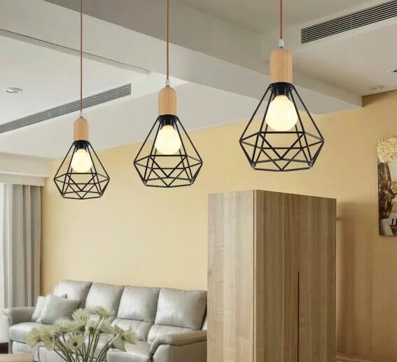 Hanging Lamp For Living Room
 wood and metal iron pendant lamp Japanese Nordic artistic