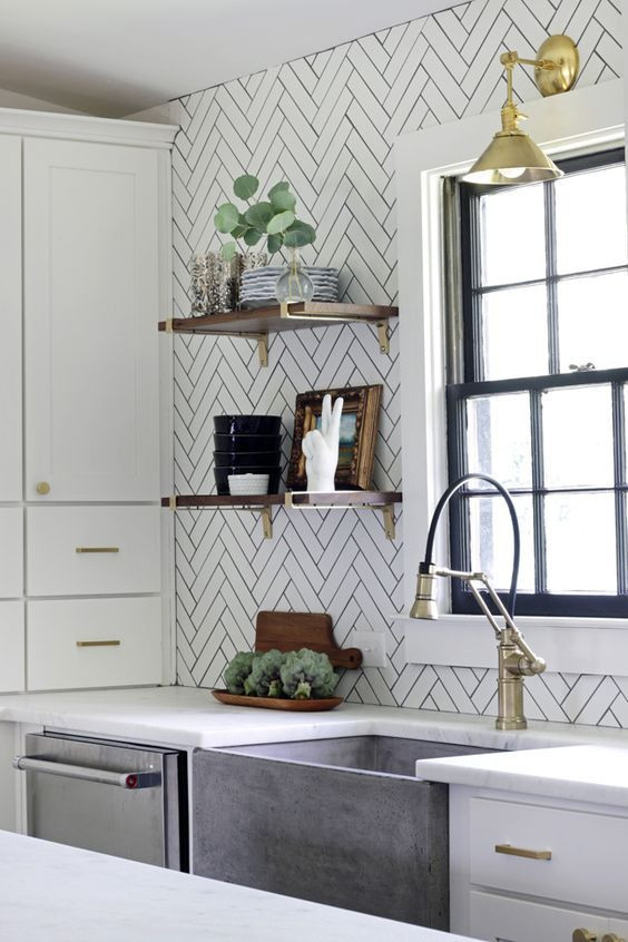Herringbone Tiles Kitchen
 15 Edgy Geometric Kitchen Backsplashes To Get Inspired
