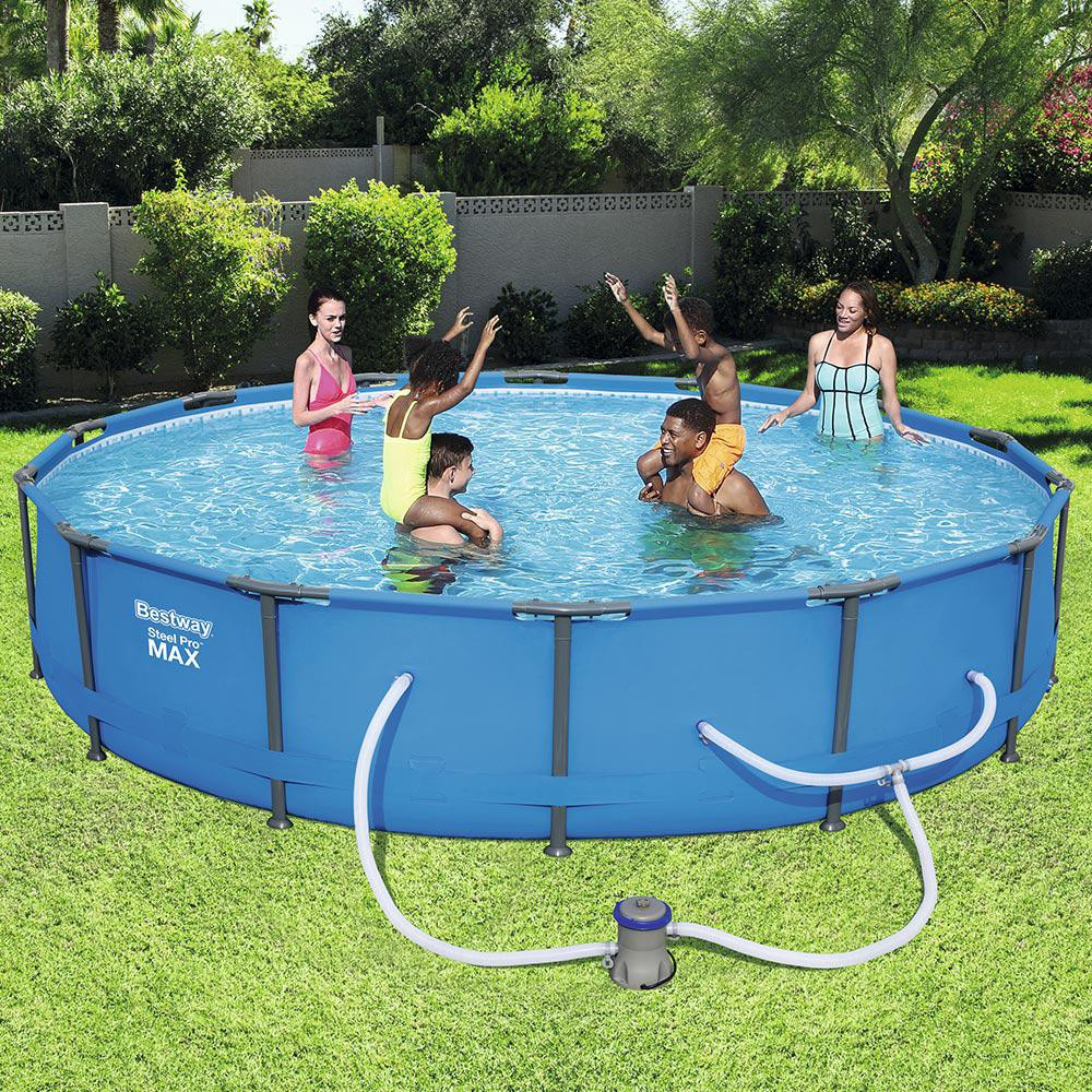 Home Depot Above Ground Pool
 Bestway 14 ft Round 33 in Deep Steel Pro Swimming Pool