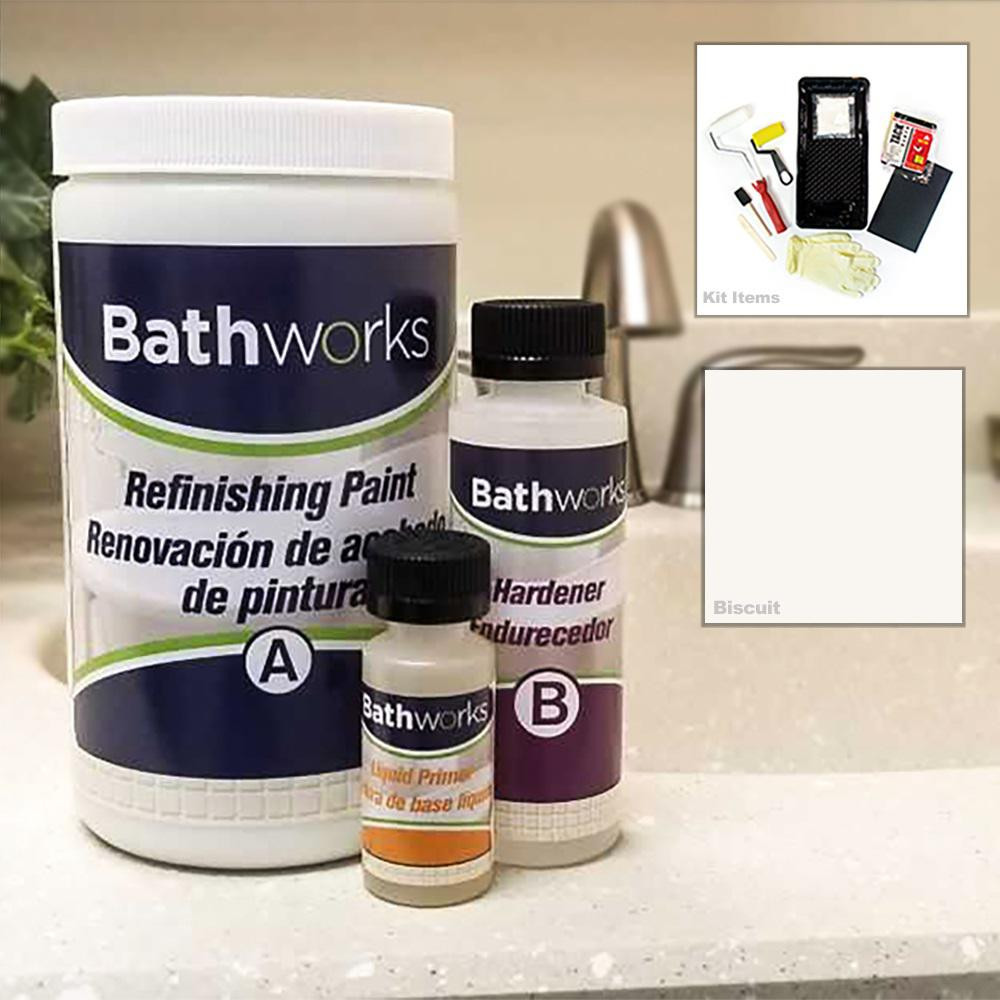 Home Depot Bathroom Paint
 BATHWORKS 20 oz DIY Bathtub Refinishing Kit Biscuit BWK