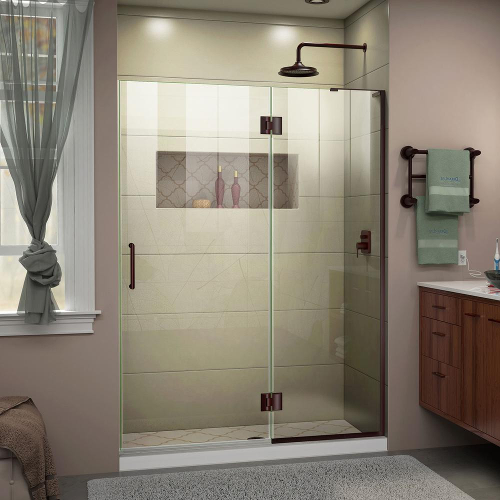 Home Depot Bathroom Shower Doors
 DreamLine Unidoor X 48 in x 72 in Frameless Hinged