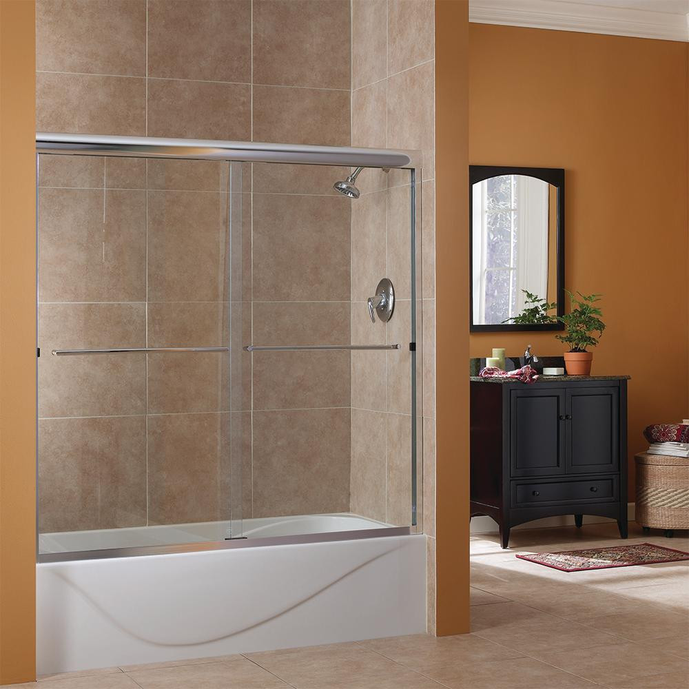 Home Depot Bathroom Shower Doors
 Foremost Cove 60 in W x 60 in H Frameless Sliding Tub