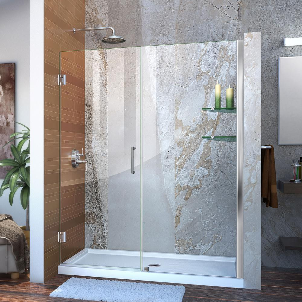Home Depot Bathroom Shower Doors
 DreamLine Unidoor 58 to 59 in x 72 in Frameless Hinged
