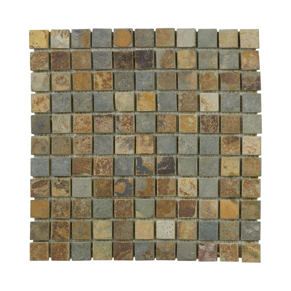 Home Depot Bathroom Wall Tile
 Jeffrey Court 11 75 in x 11 75 in x 8 mm Slate Mosaic