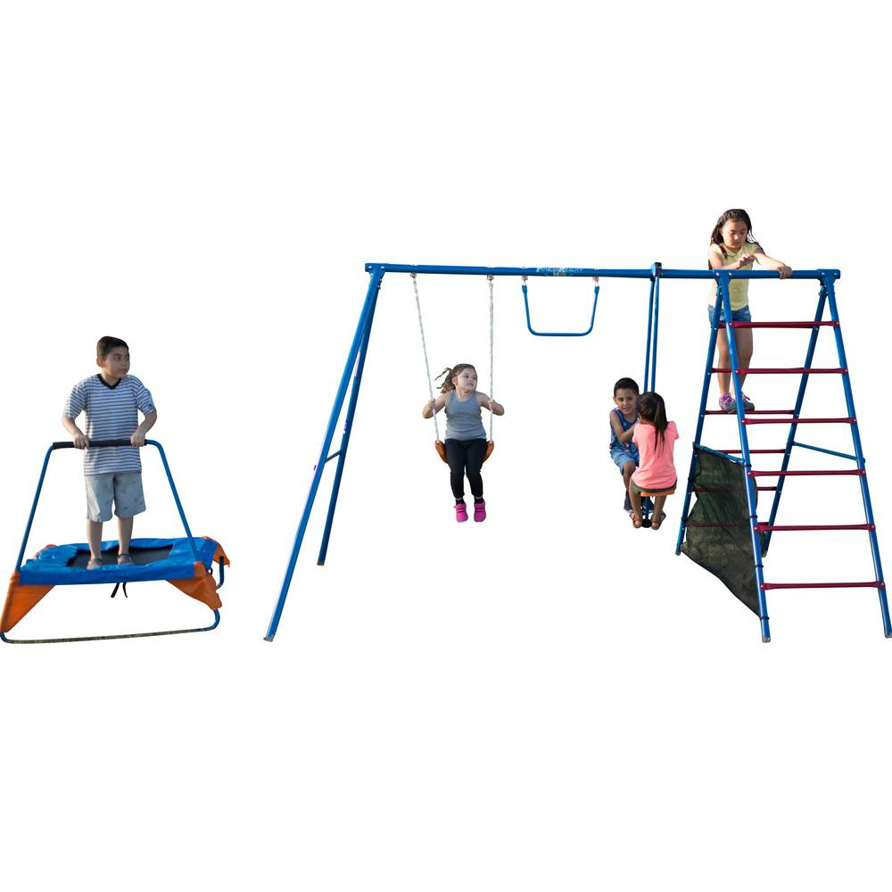 Home Depot Kids Swing
 FITNESS REALITY KIDS Fun Series Metal Swing Set with