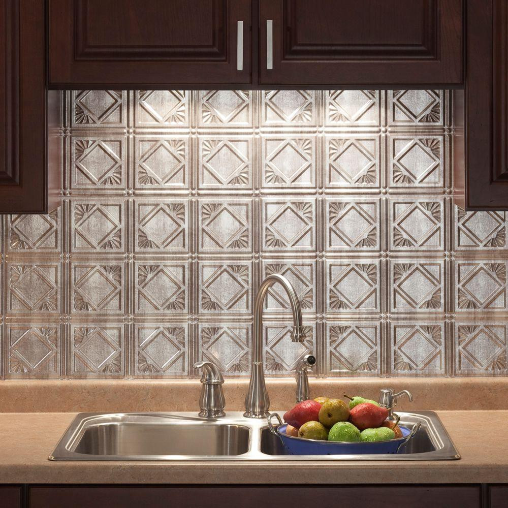 Home Depot Kitchen Wall Tile
 18 in x 24 in Traditional 4 PVC Decorative Backsplash