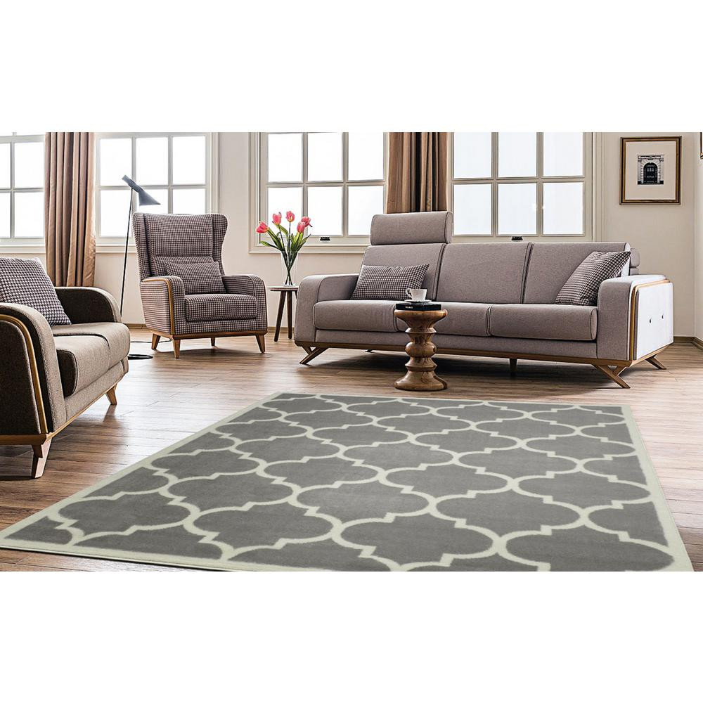 Home Depot Living Room Rugs New Ottomanson Contemporary Moroccan Trellis Gray 8 Ft X 10