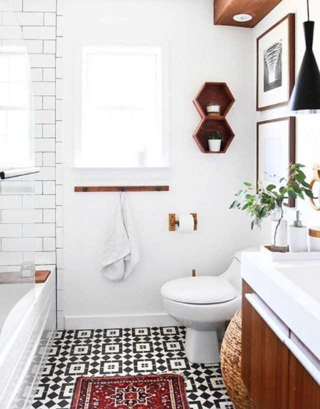 Homewyse Bathroom Remodel
 Patterned Tile and Natural Wood Make a Perfect Bathroom
