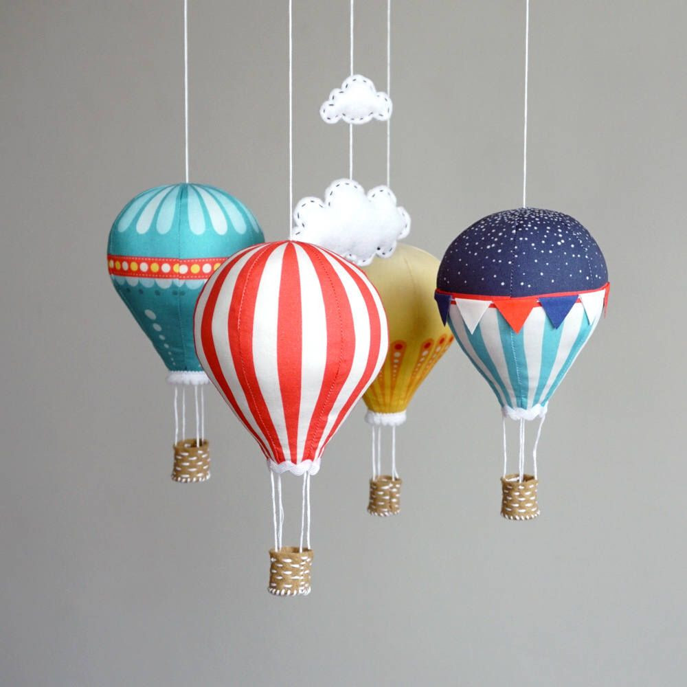 Hot Air Balloon Baby Decor
 DIY baby mobile kit – modern nursery decor – red blue