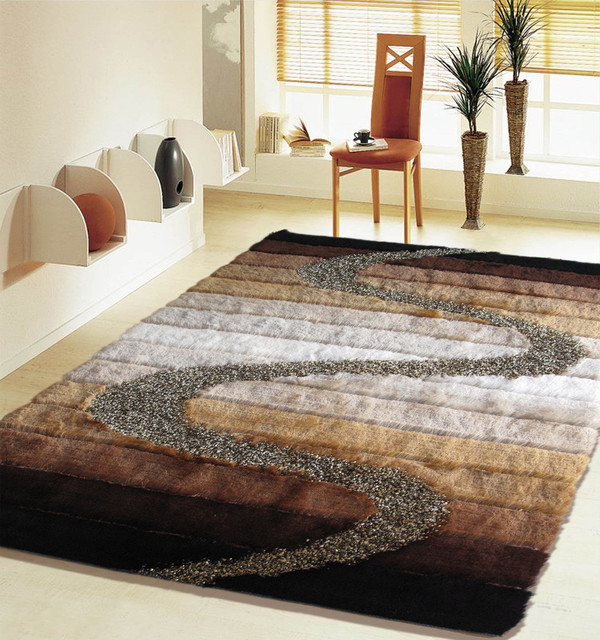 Houzz Rugs Living Room
 5 ft x 7 ft Shaggy Brown Living Room Area Rug Hand