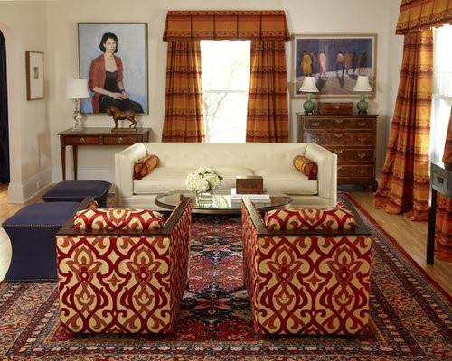 Houzz Rugs Living Room
 Layered Vintage Oriental Rugs