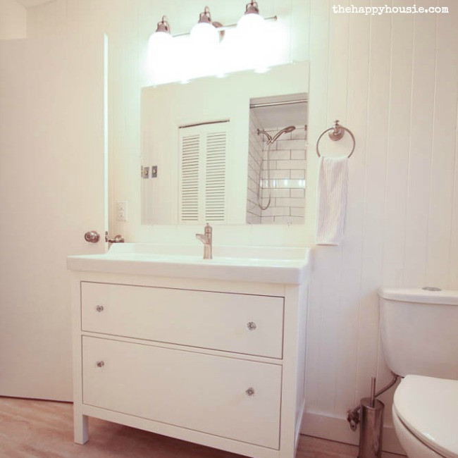 Ikea Bathroom Vanity
 Thrifty Bathroom Makeover with an Ikea Hemnes Vanity