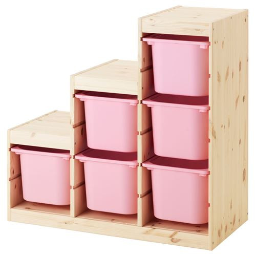 Ikea Childrens Storage
 TROFAST storage unit pine pink 94x44x91 cm