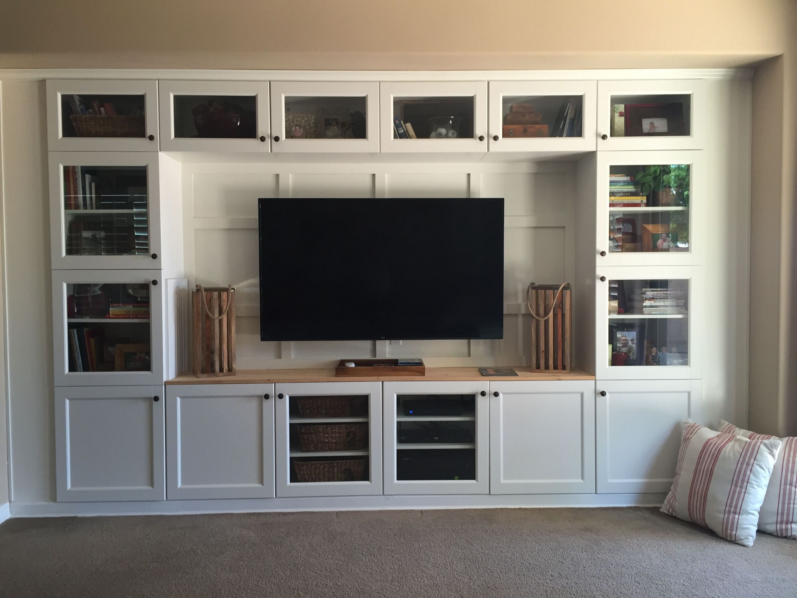 Ikea Wall Units Living Room
 Built in media using IKEA cabinets and lumber