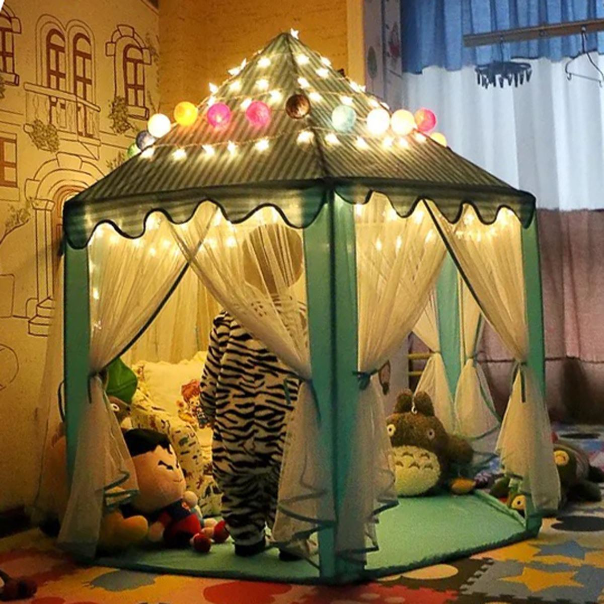 Indoor Play Tent For Kids
 Portable Princess Castle Play Tent With Led Light Children