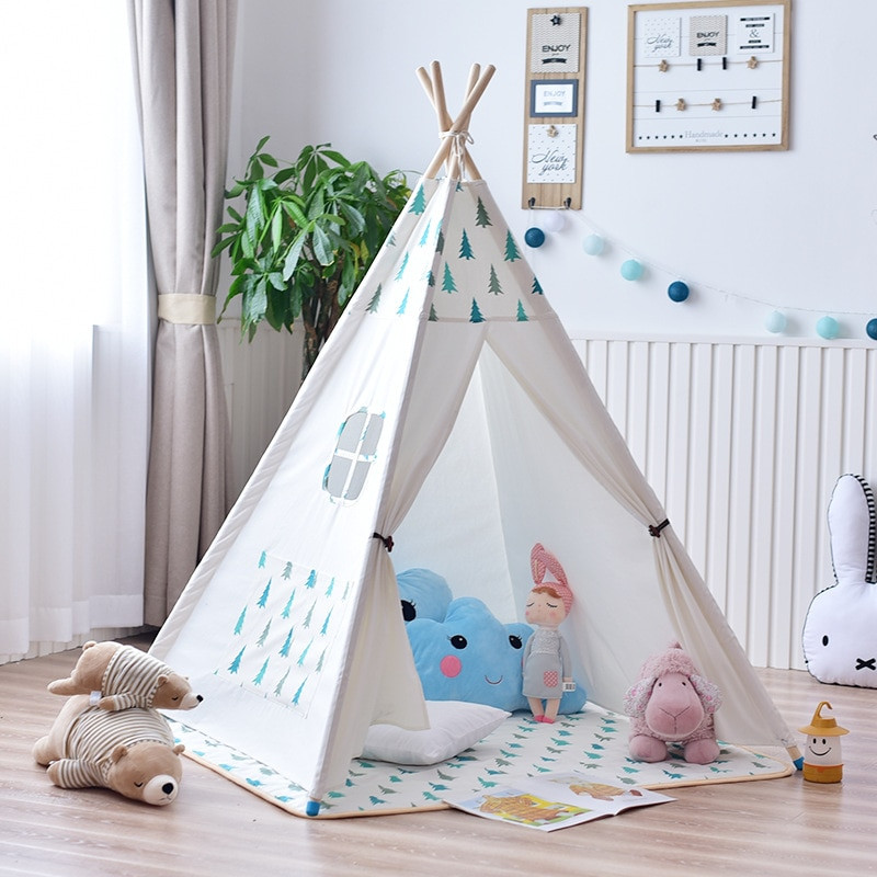 Indoor Play Tent for Kids Luxury Yard Poles Play Tent for Kids solid Color Children Indoor