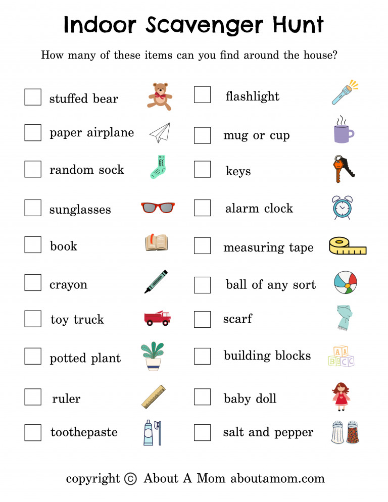 Indoor Scavenger Hunt For Kids
 28 Screen Free Things to Do With Kids at Home During
