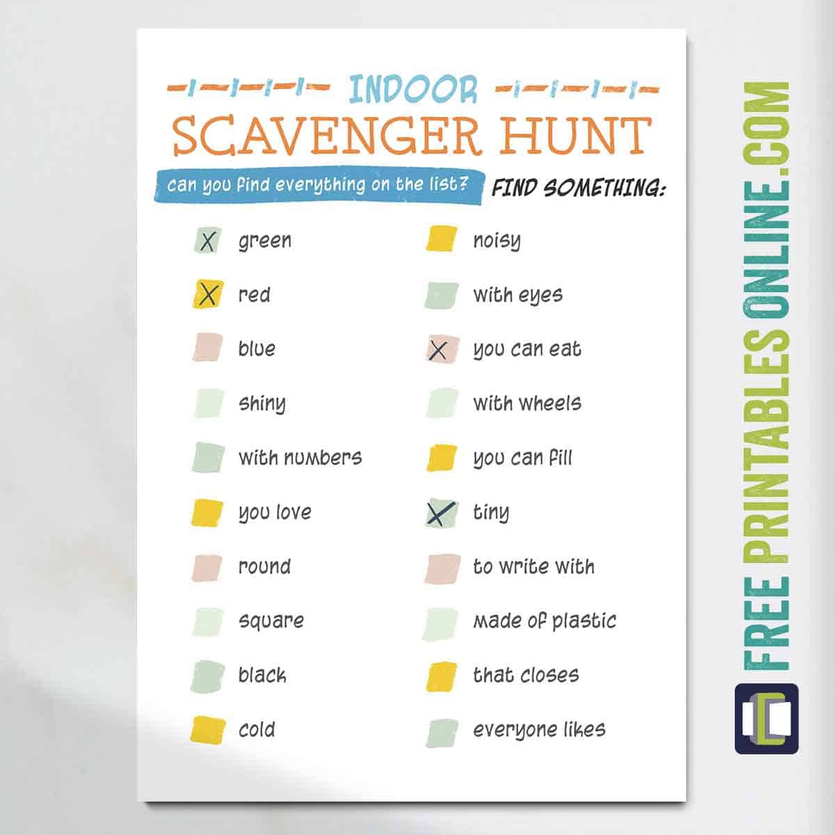 Indoor Scavenger Hunt For Kids
 Printable indoor scavenger hunt Free Printables line