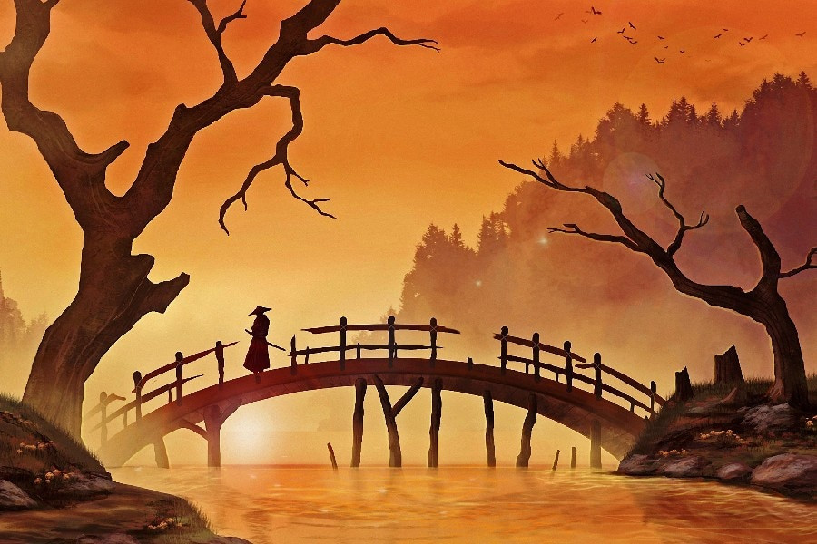 Japan Landscape Painting
 Japanese samurai artwork Landscape scenery poster