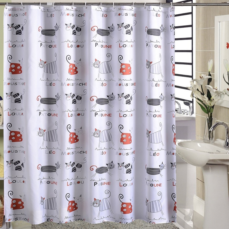 Kid Bathroom Shower Curtains
 Cartoon Cat shower curtain kids polyester waterproof