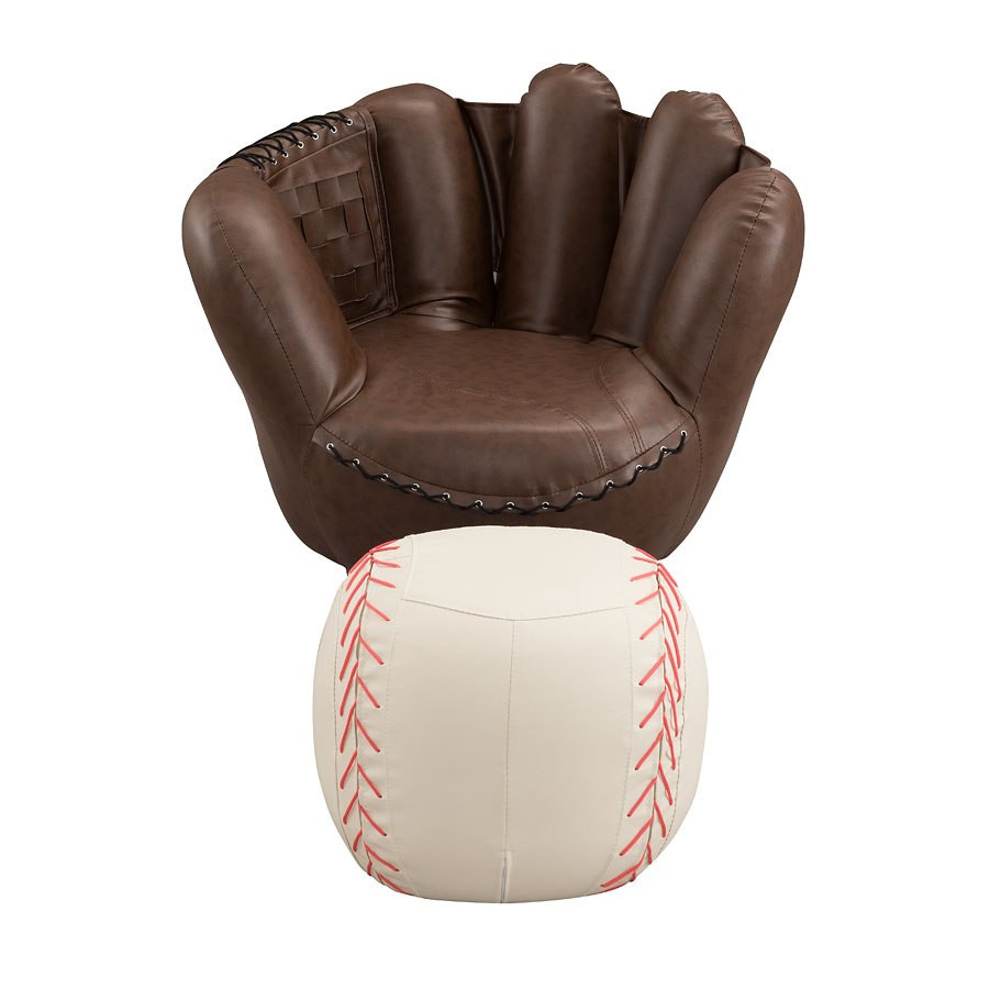 Kids Baseball Chair
 Baseball Glove Kids Chair W Ottoman Crown Mark Furniture