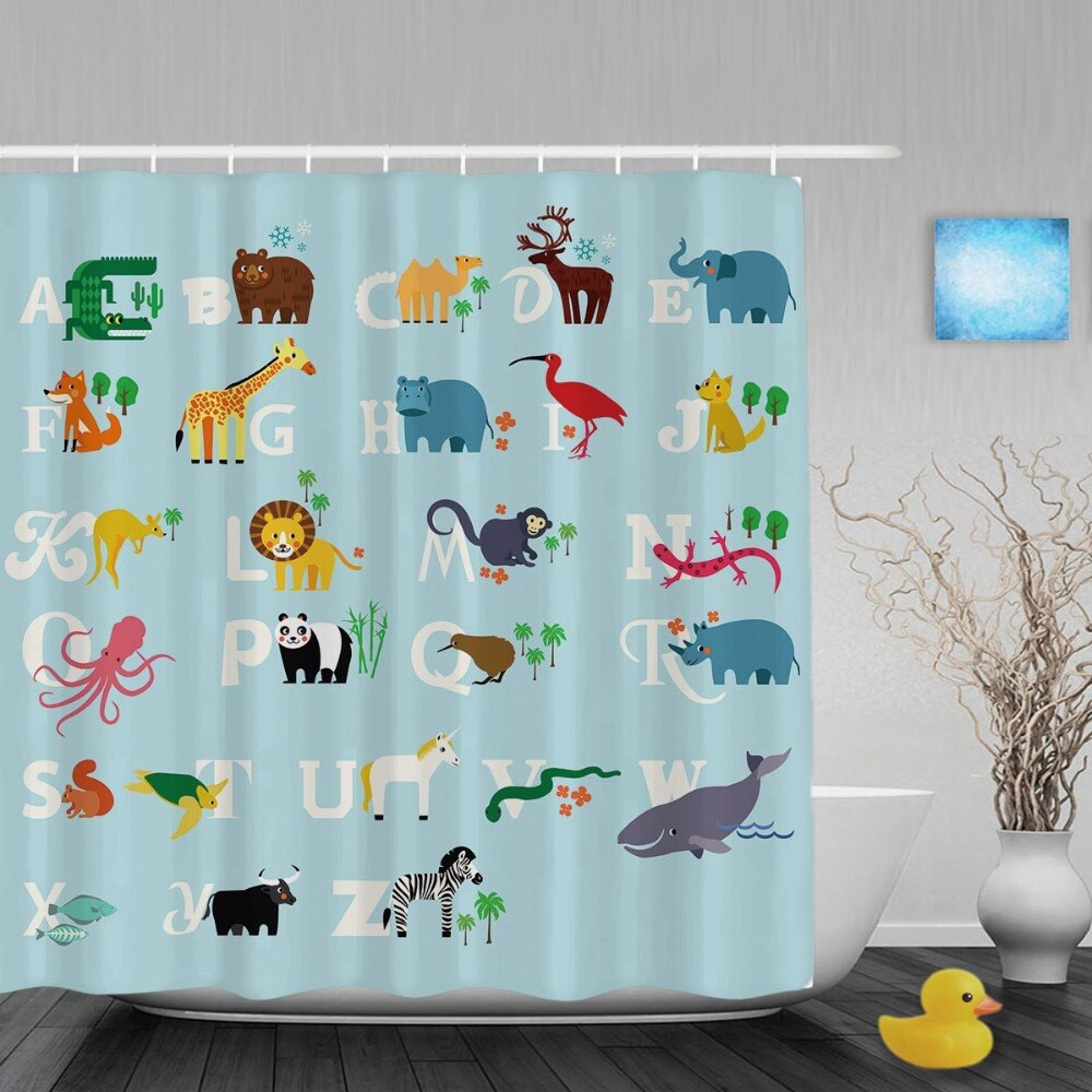 Kids Bathroom Curtains
 Educational Alphabet Baby Nursery Shower Cutains Cute